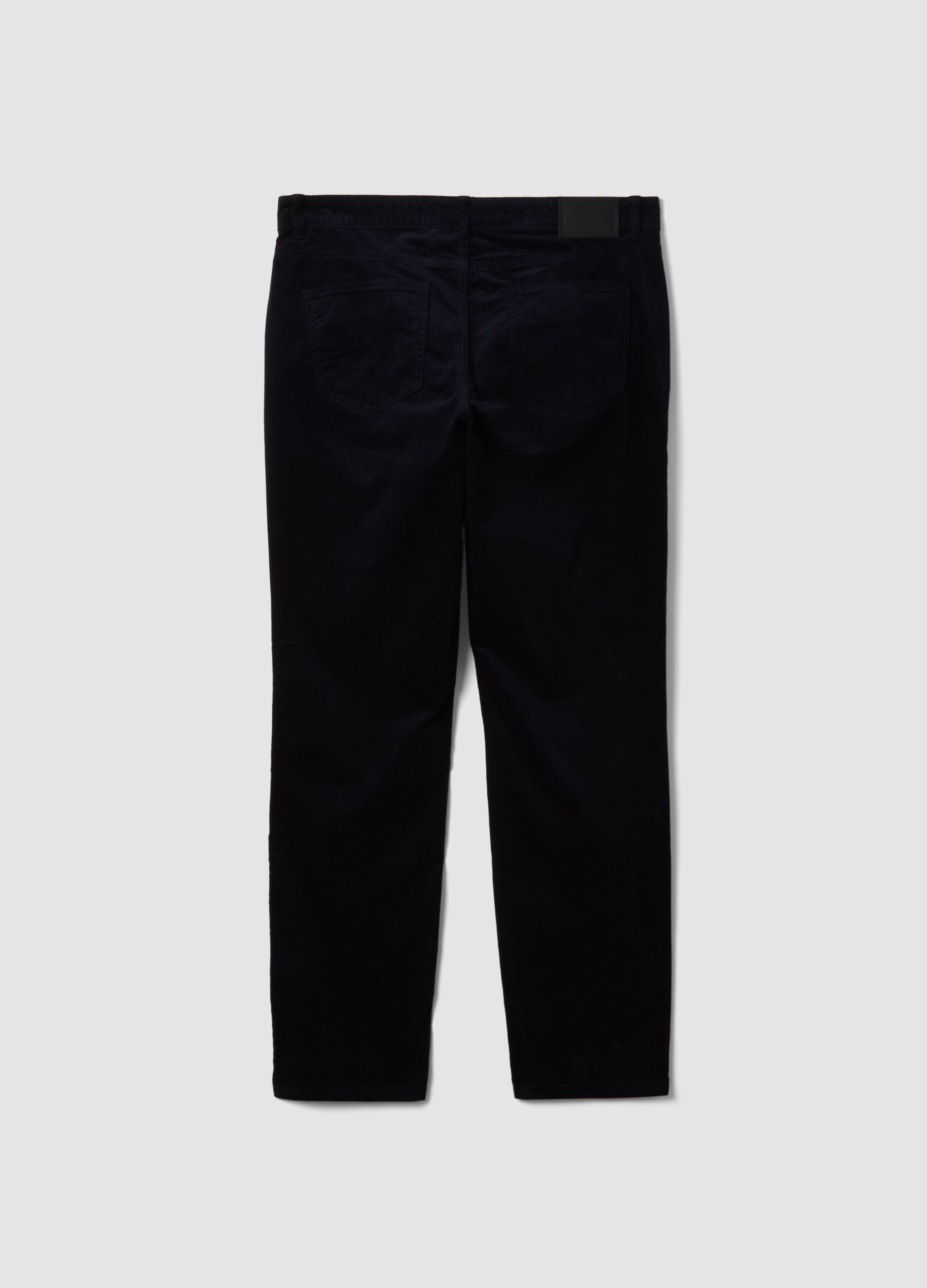Blue ribbed slim-fit stretch cotton trousers