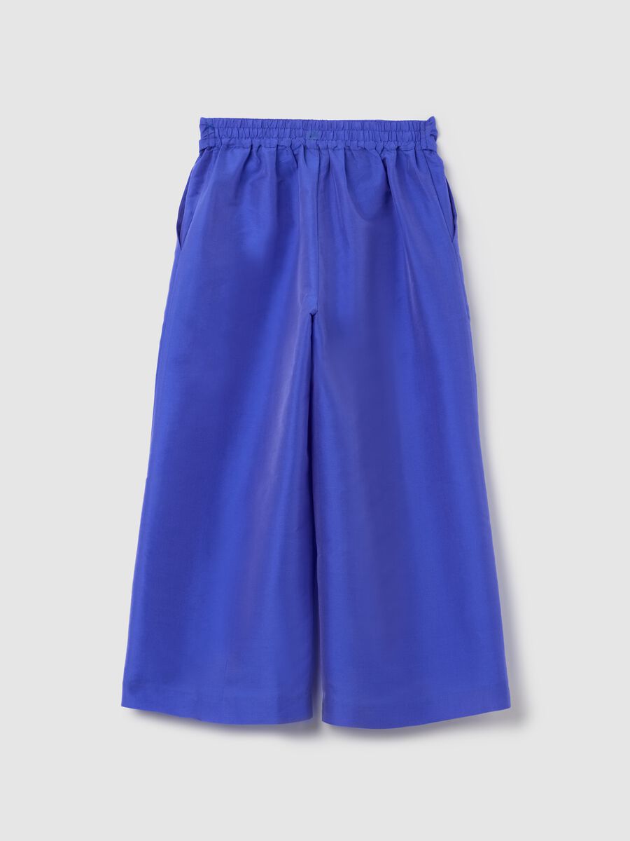 Girls’ wide-leg trousers in blue with elasticated waistband_1
