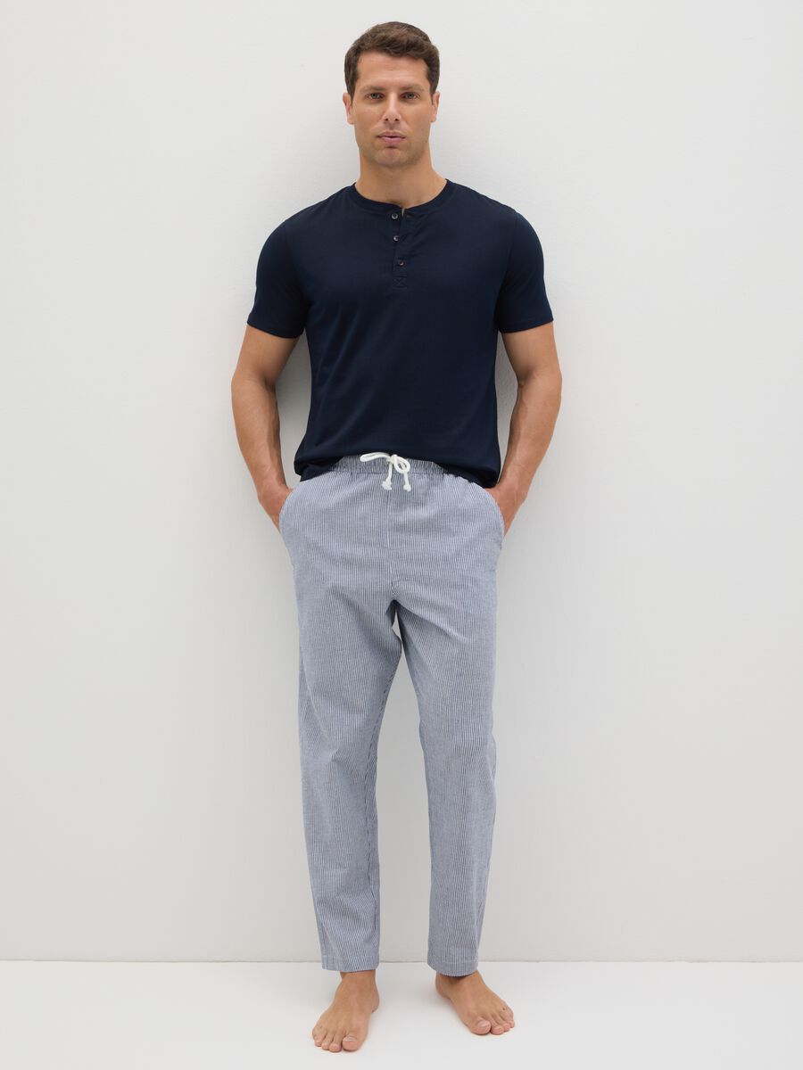 Men's pure cotton blue trousers, regular fit_0
