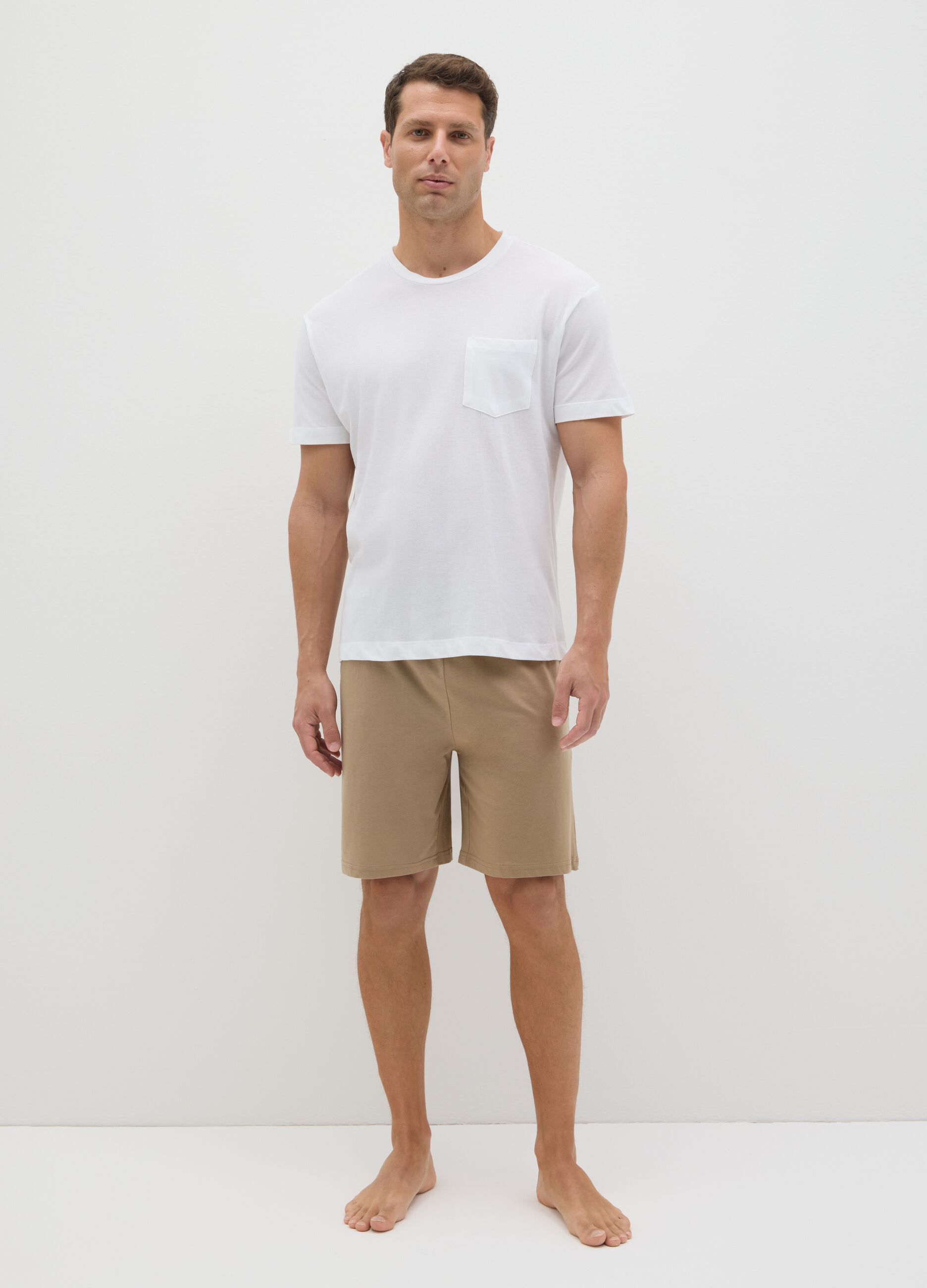 Men's outfit in pure white cotton regular fit