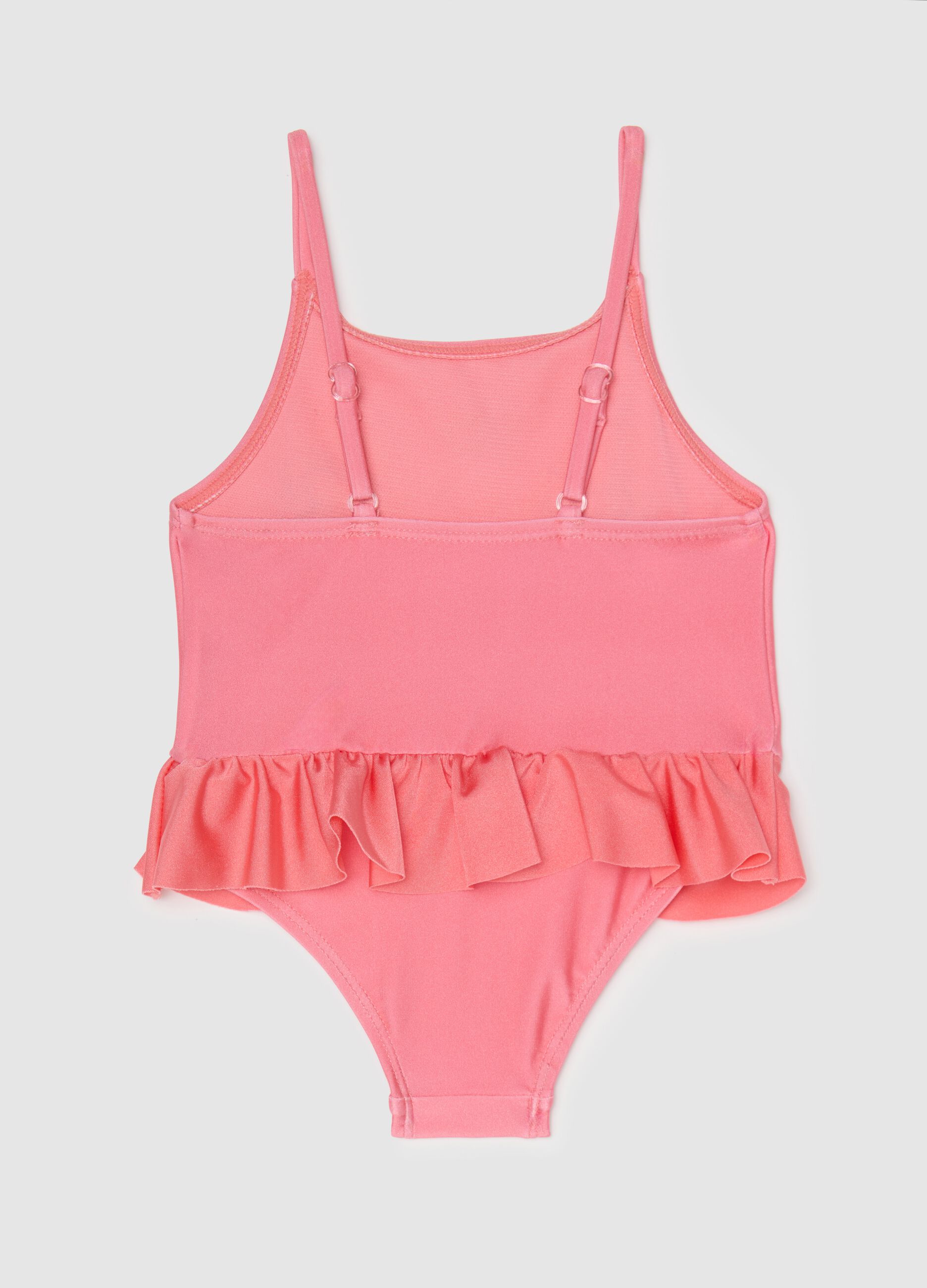 Costume intero da bambina in tessuto elasticizzato rosa
