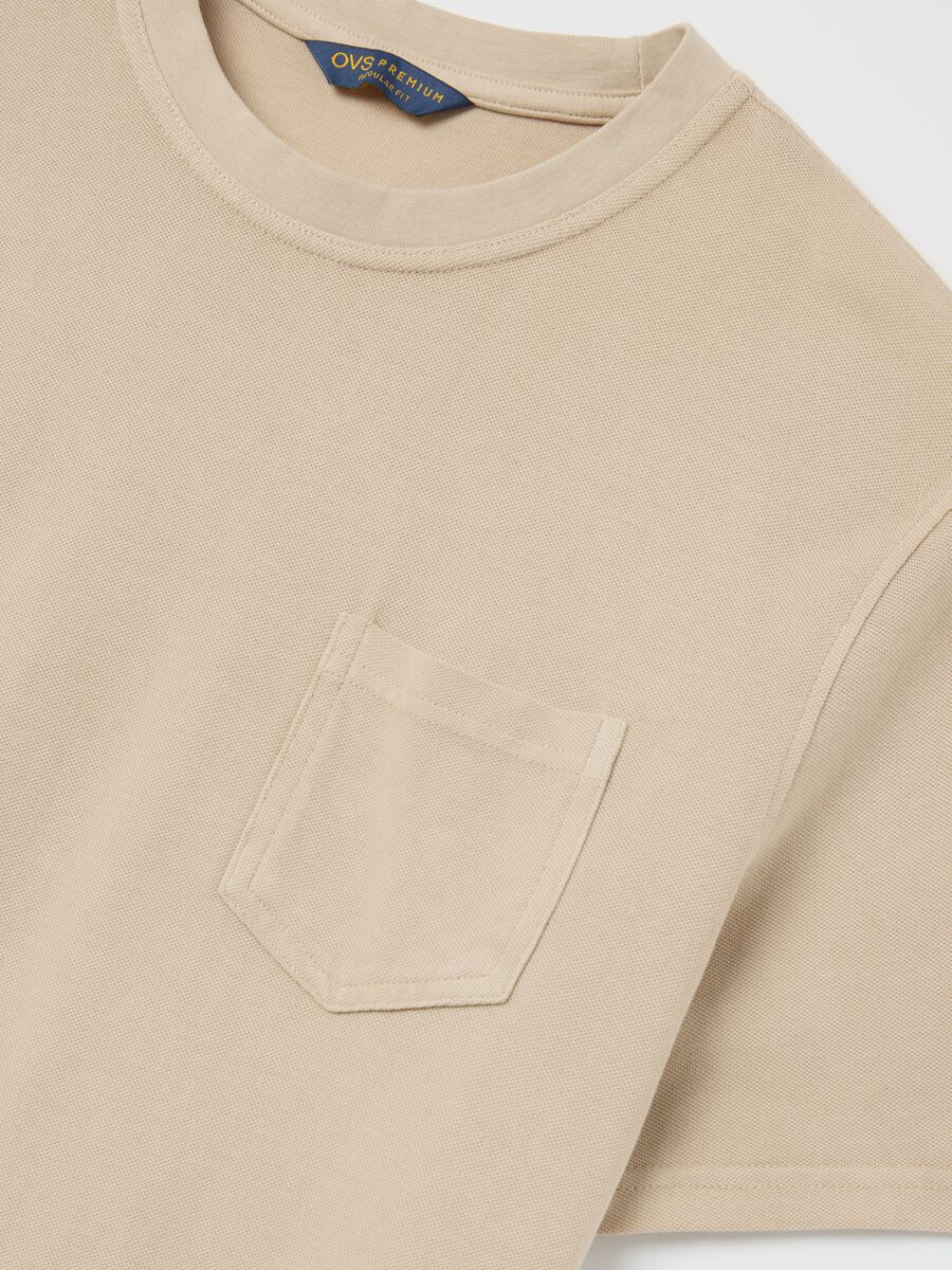 Beige T-shirt in cotton with pocket_5