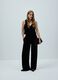 Black Velour Wide Leg Trousers_0