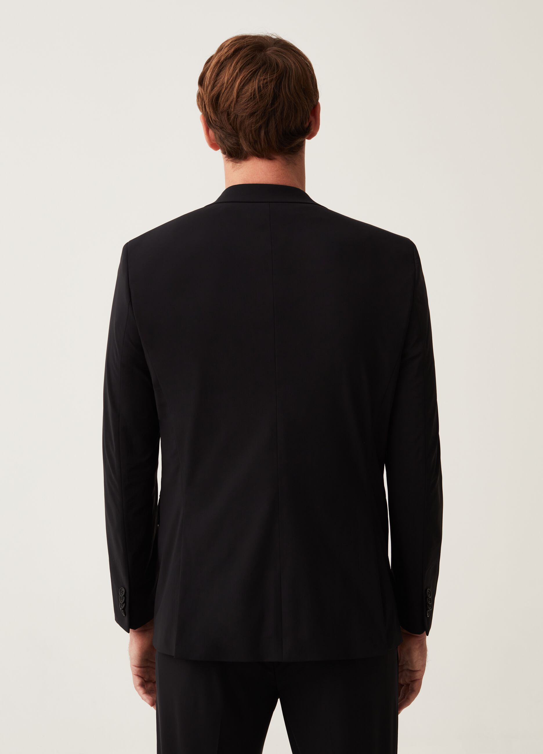 Blazer slim fit in tessuto tecnico nero_2
