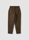 Brown denim baggy-fit jeans in pure cotton with paperbag waist_6