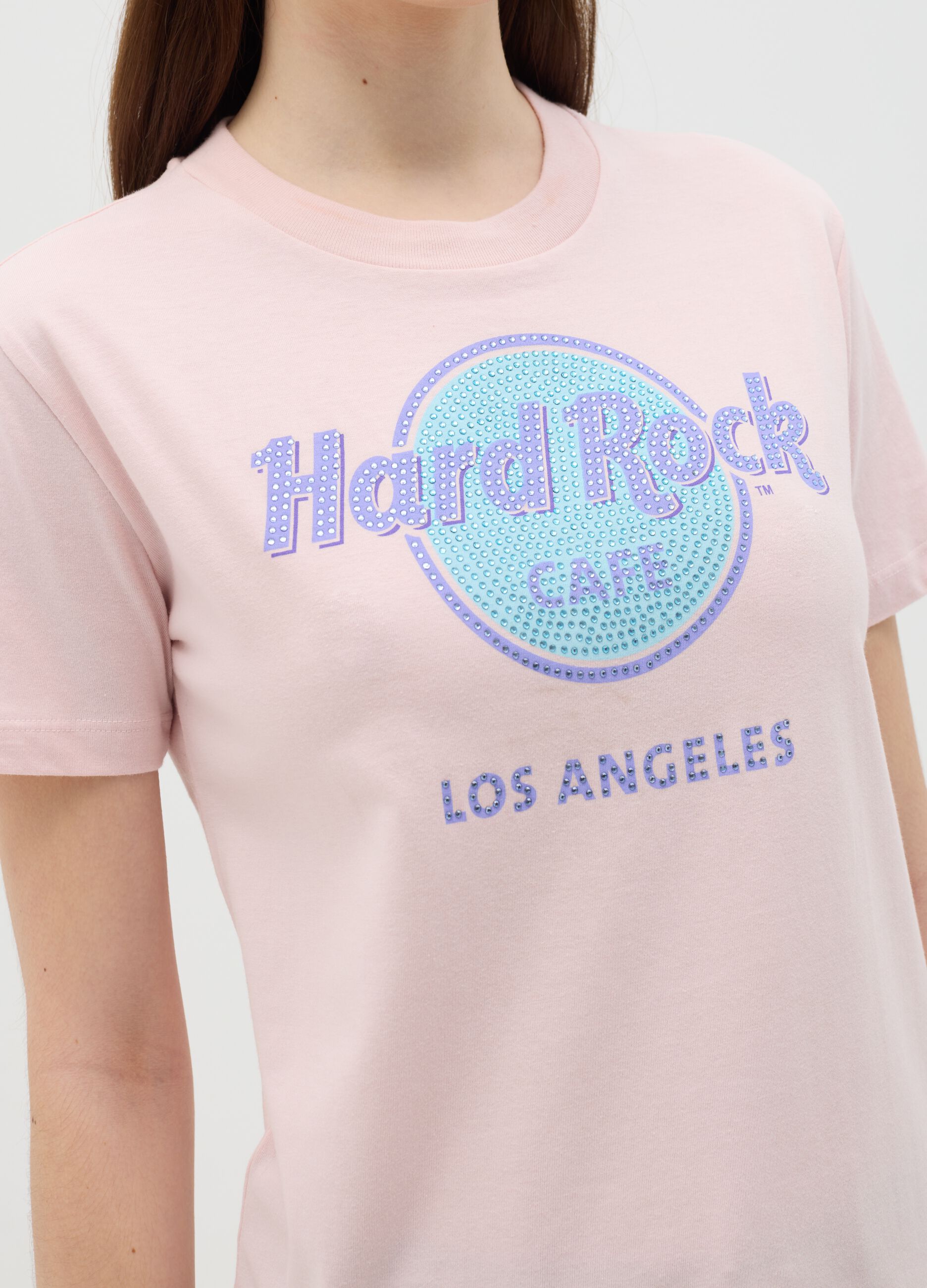 T-shirt with Hard Rock Cafè Los Angeles print with diamantés