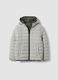 Ultralight Reversible Padded Hooded Jacket in Grey and Green_0
