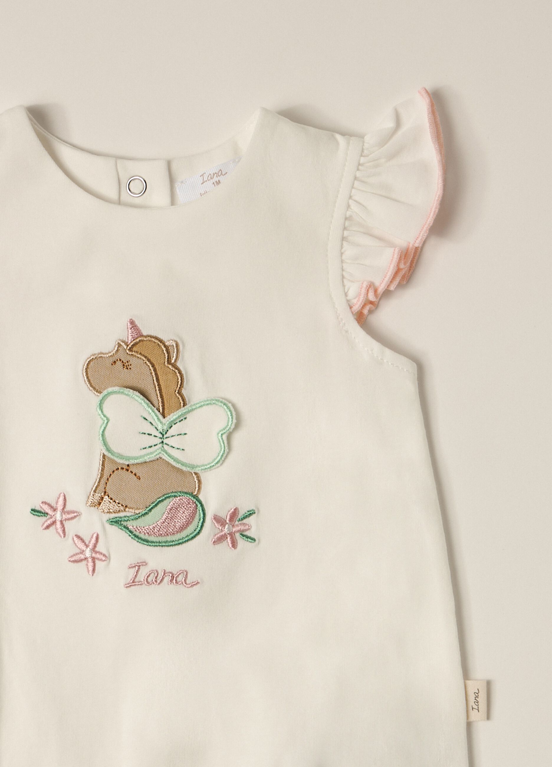 IANA newborn girl romper suit in stretch cotton