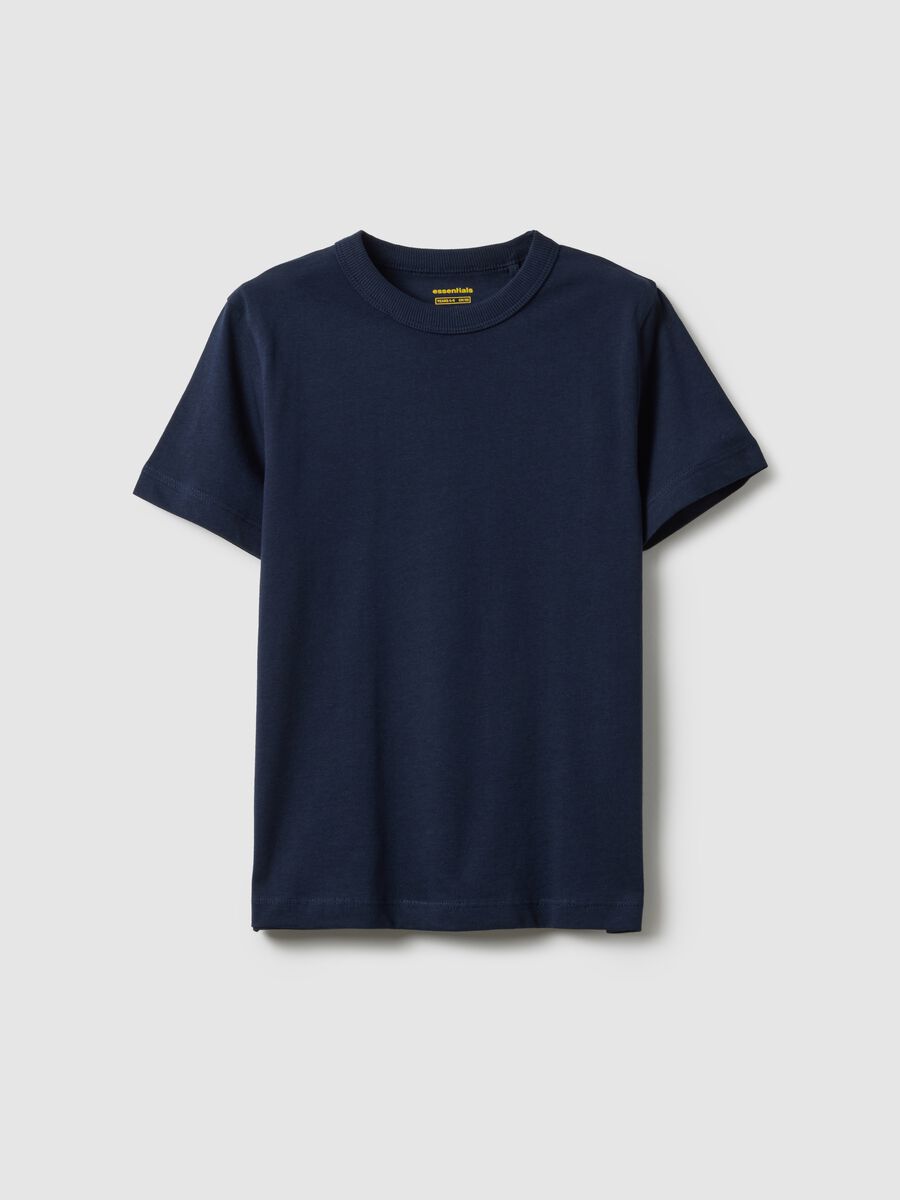 Children's blue crew neck T-shirt in pure cotton regular fit_0