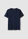 T-shirt girocollo blu da bambino in puro cotone regular fit_0