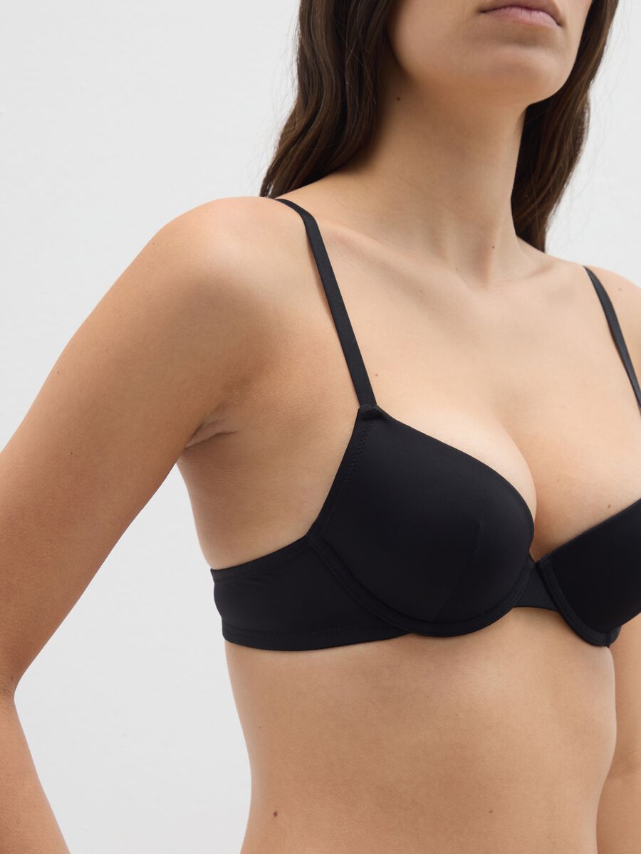 Black Stretch Fabric Bra_3