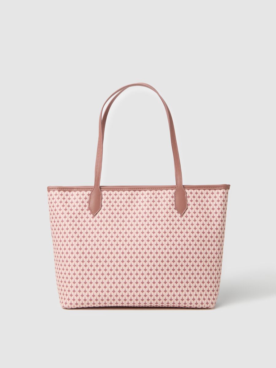 Pink tote bag with geometric motif_0