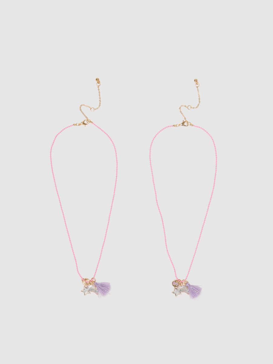 Multi-coloured brass girl’s necklace with charms_0