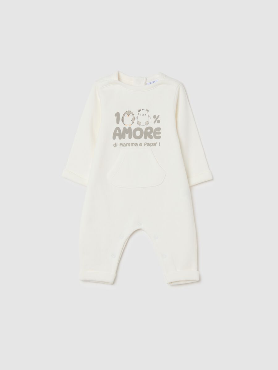White Cotton Babygrow for Newborn_0