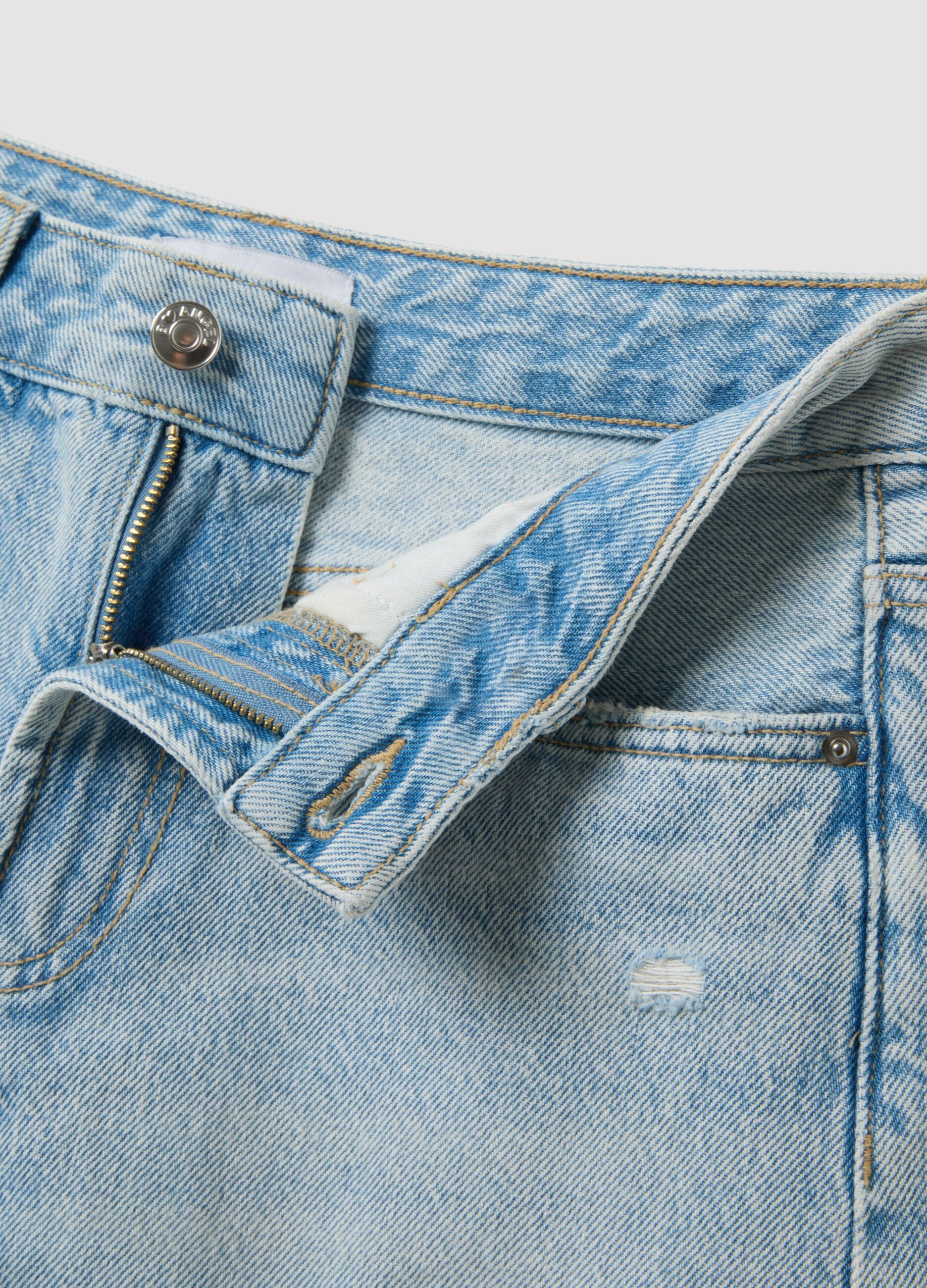 Light blue pure cotton denim shorts
