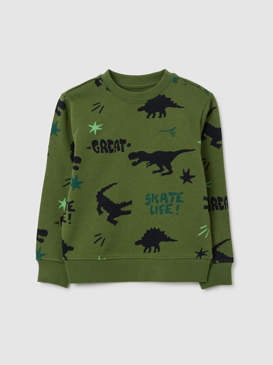 Green regular fit pure cotton kids sweatshirt_0