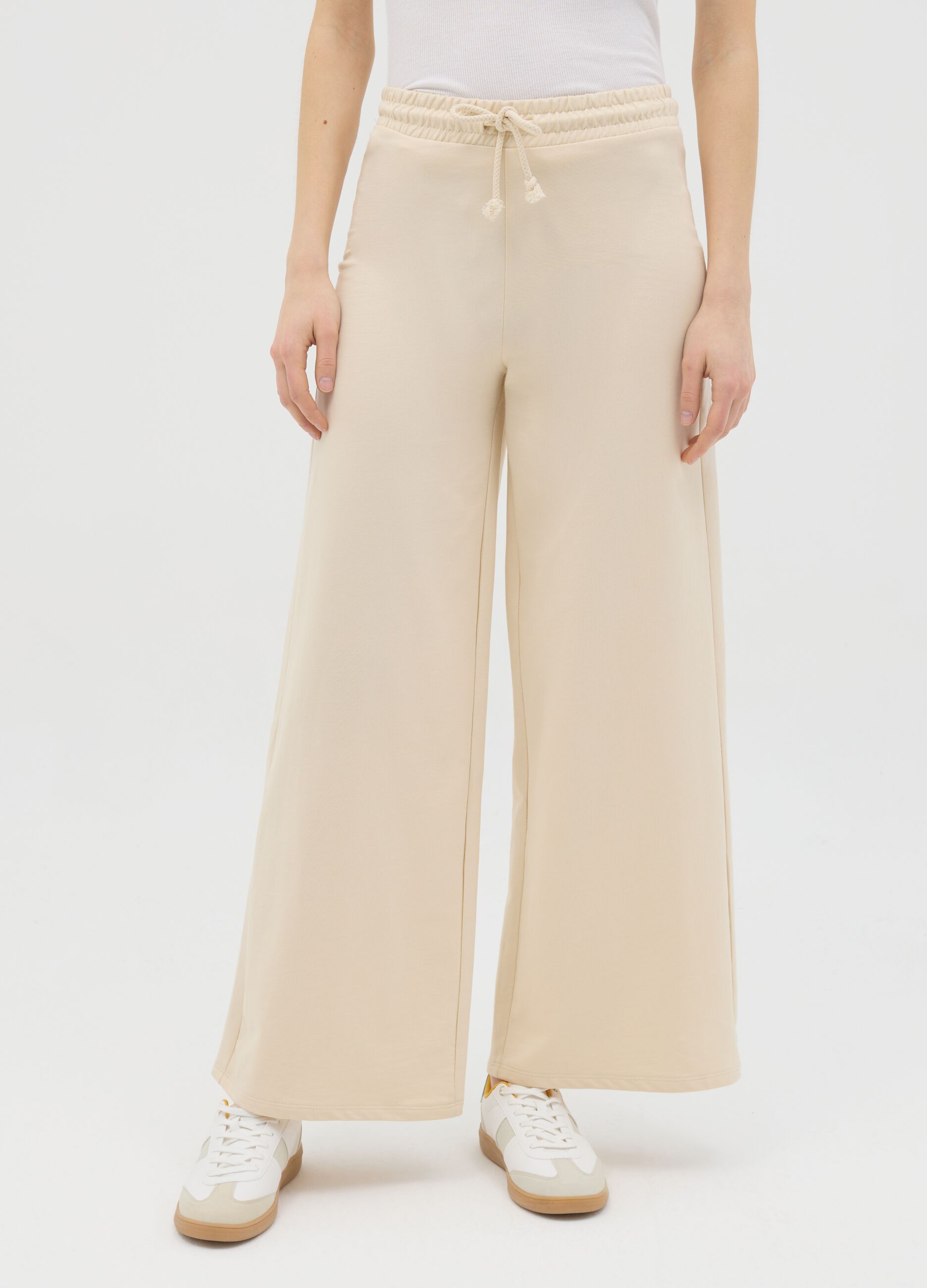 Wide-leg joggers in fleece
