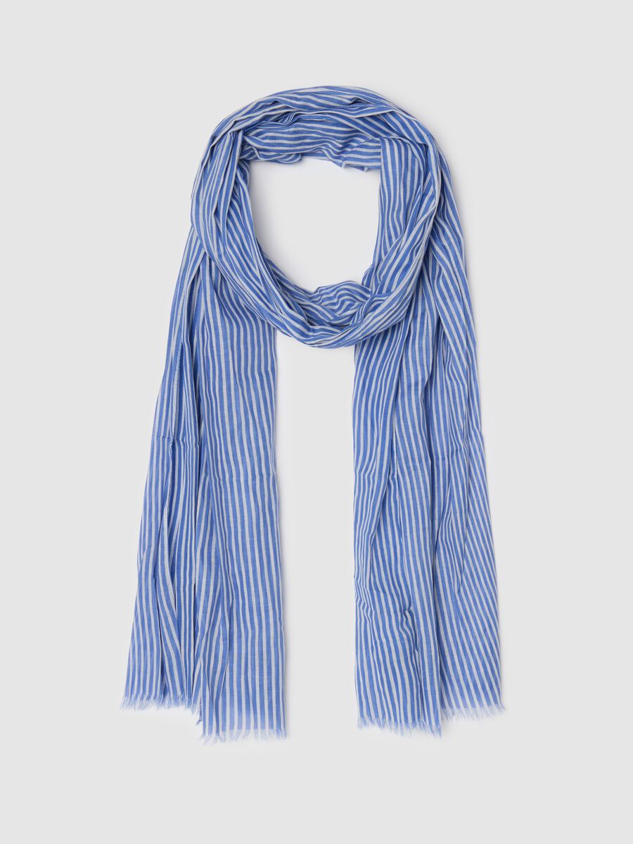 Brown striped cotton scarf_0