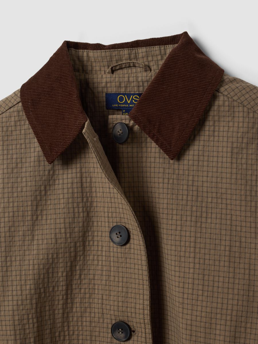 Giacca marrone in misto cotone con colletto a contrasto regular fit_6