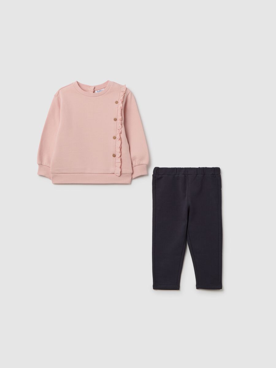 Pink and blue sweatshirt and trousers set for girls_0