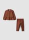 Brown stretch cotton set with crew neck_0