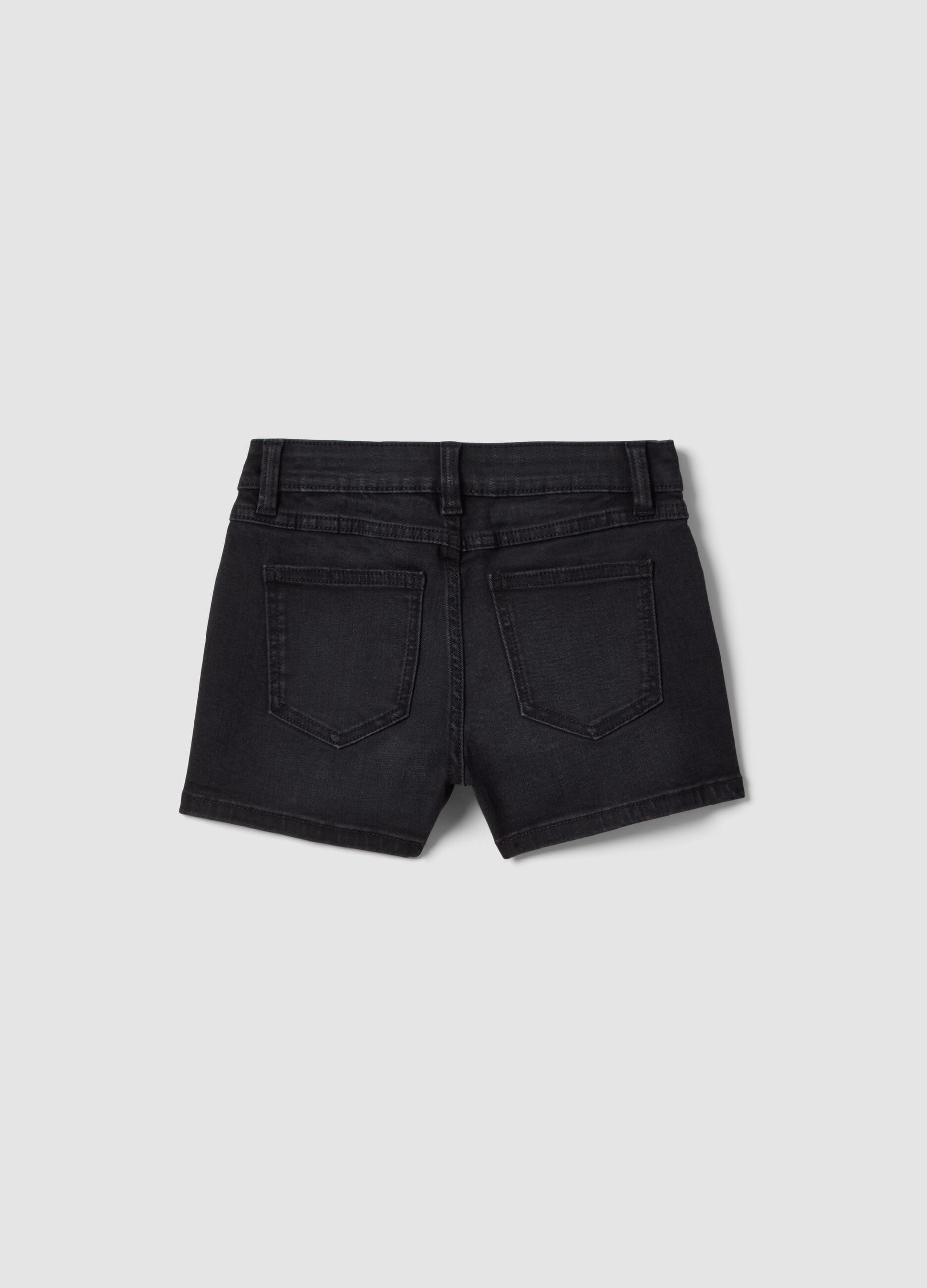 Shorts denim neri in misto cotone elasticizzato da ragazza slim fit