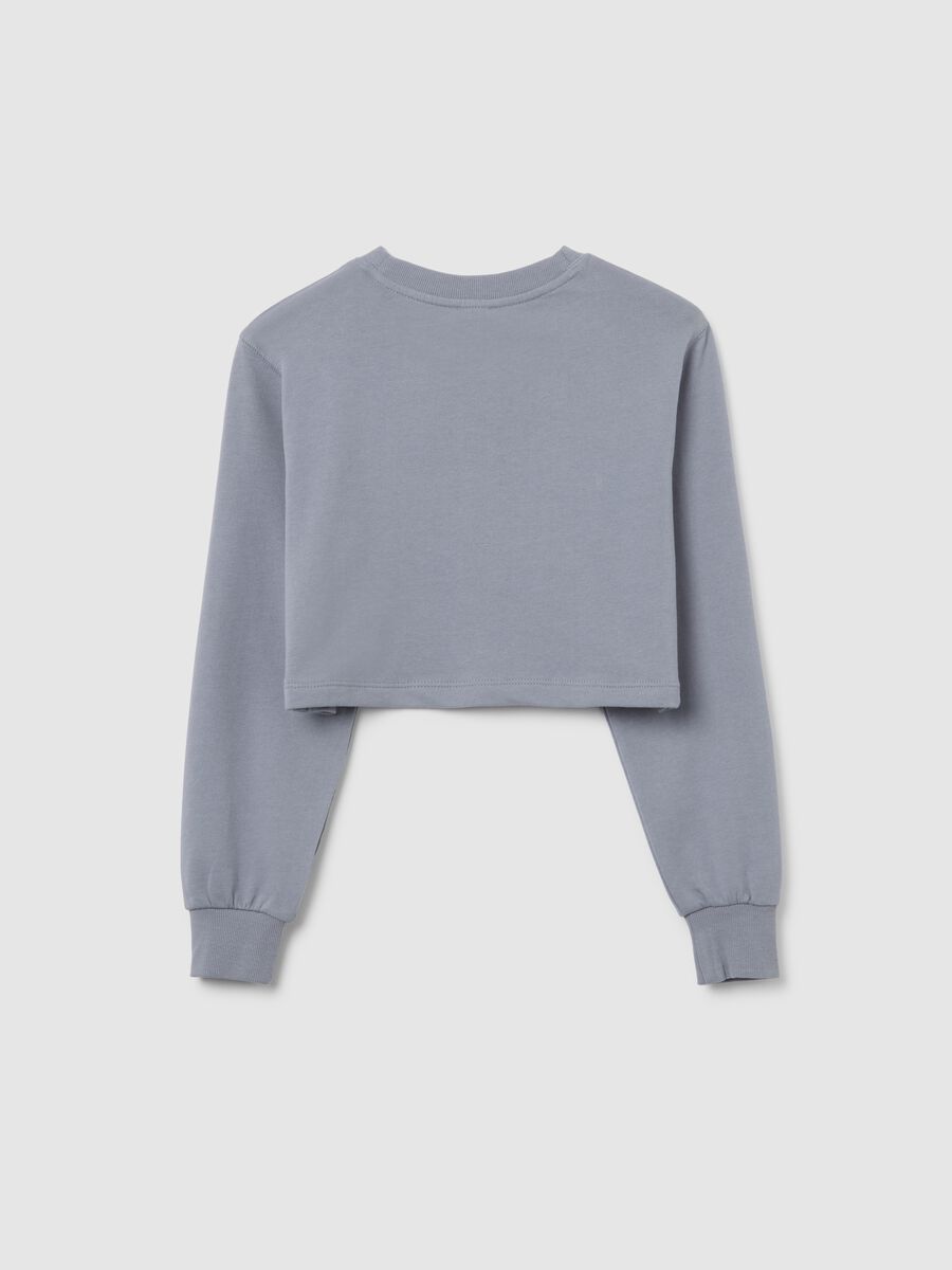 Felpa da ragazze in puro cotone grigia relaxed fit_1