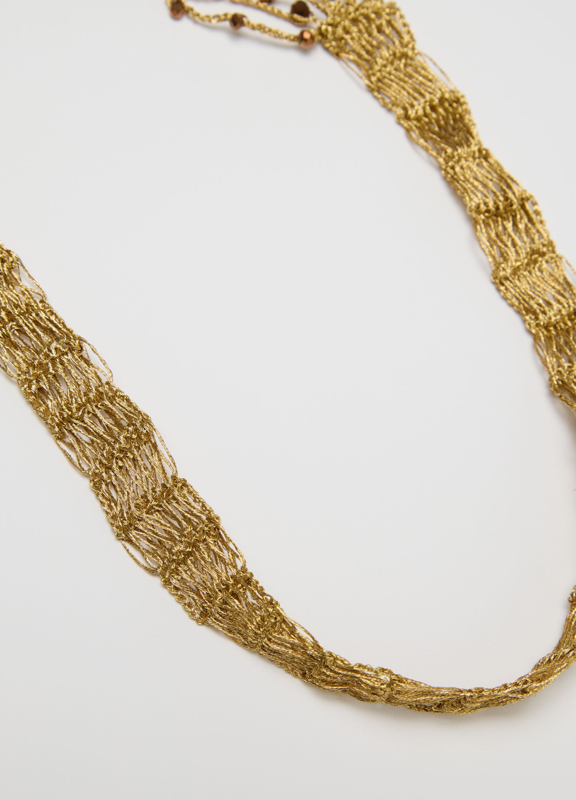 Gold multi-string necklace with beads