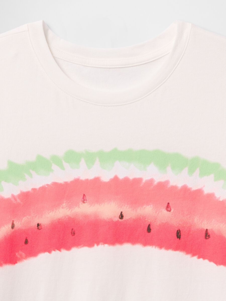 White T-shirt with watermelon print_3