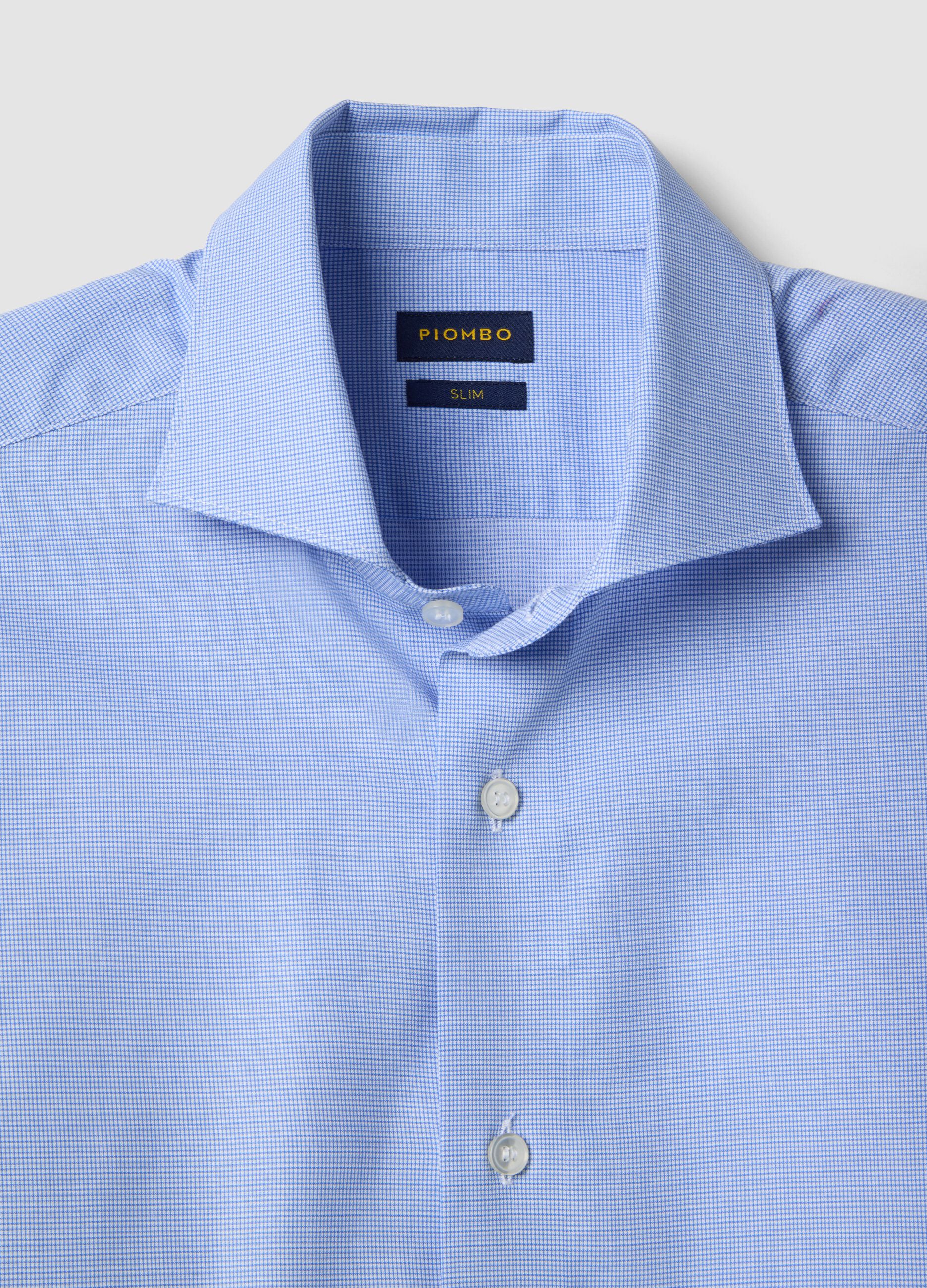Blue Slim Fit Pure Cotton Shirt