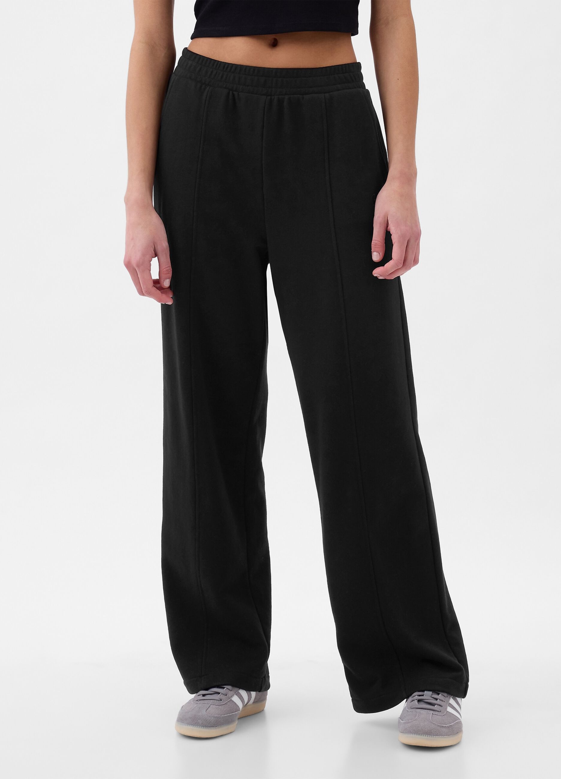 Wide-leg joggers in fleece with logo embroidery