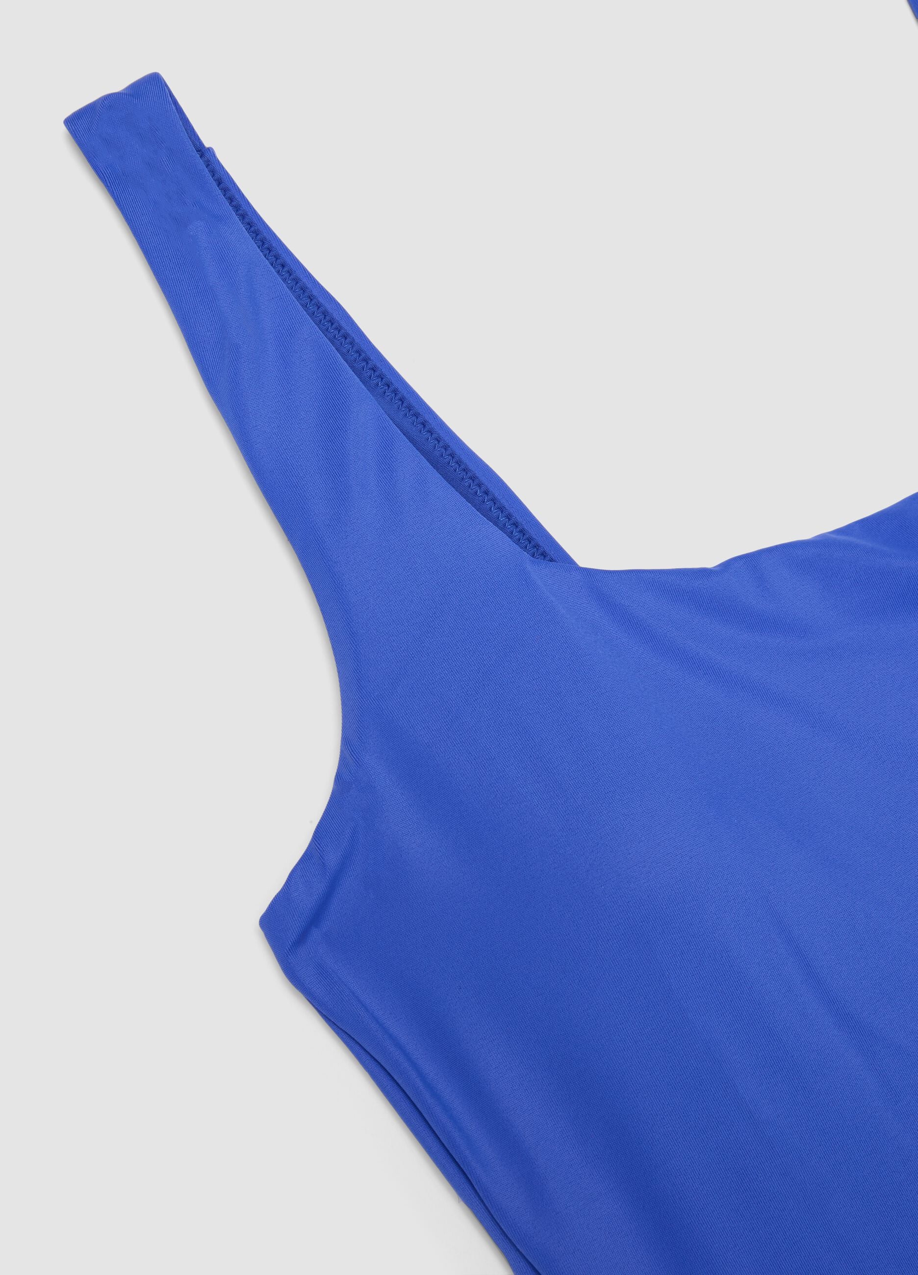 Costume intero blu in tessuto elasticizzato