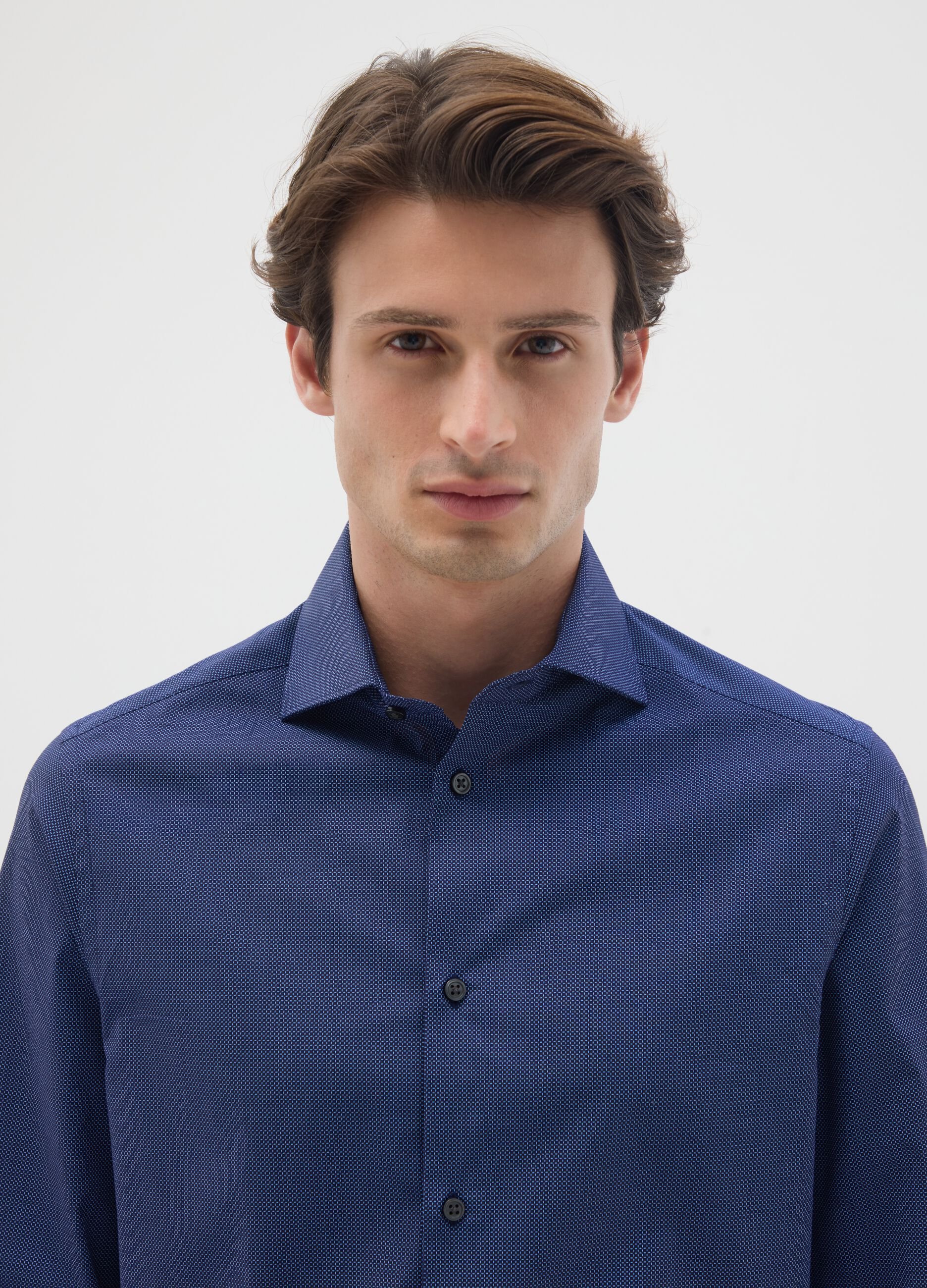 Blue Cotton Regular Fit Shirt