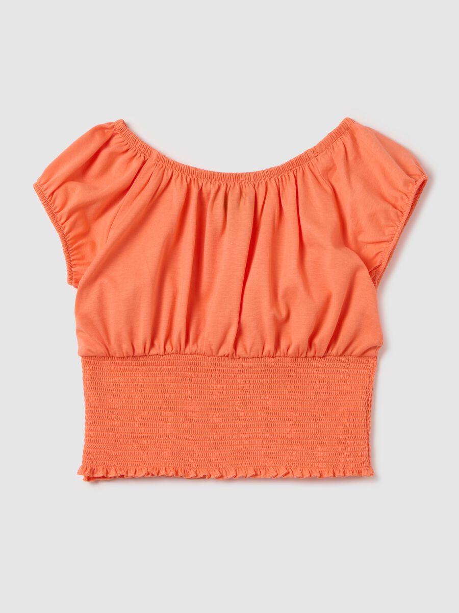 Girls' orange pure cotton regular fit top_1
