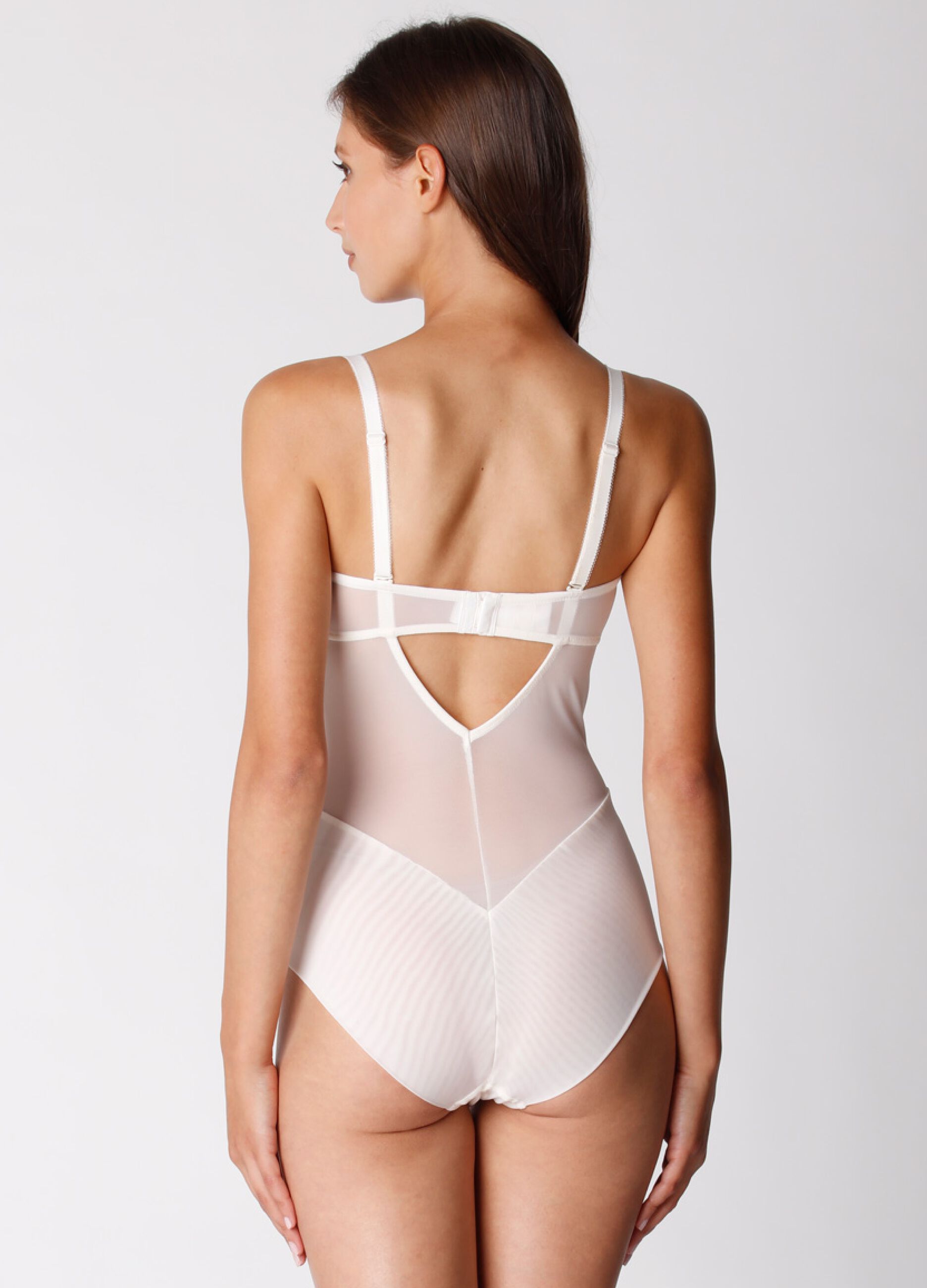 Ivory Range bodysuit in microfibre and lace