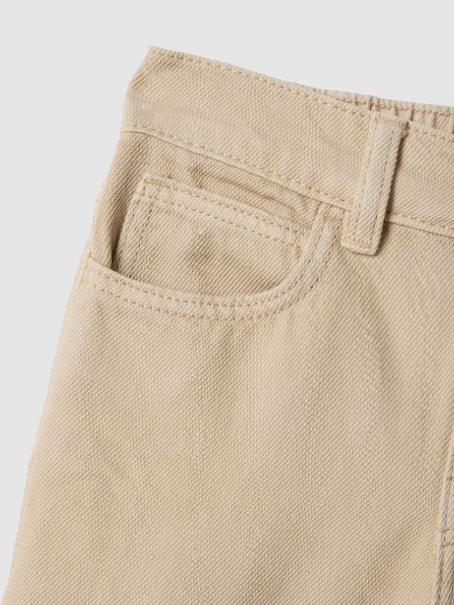 Girls' beige pure cotton cargo trousers regular fit_2