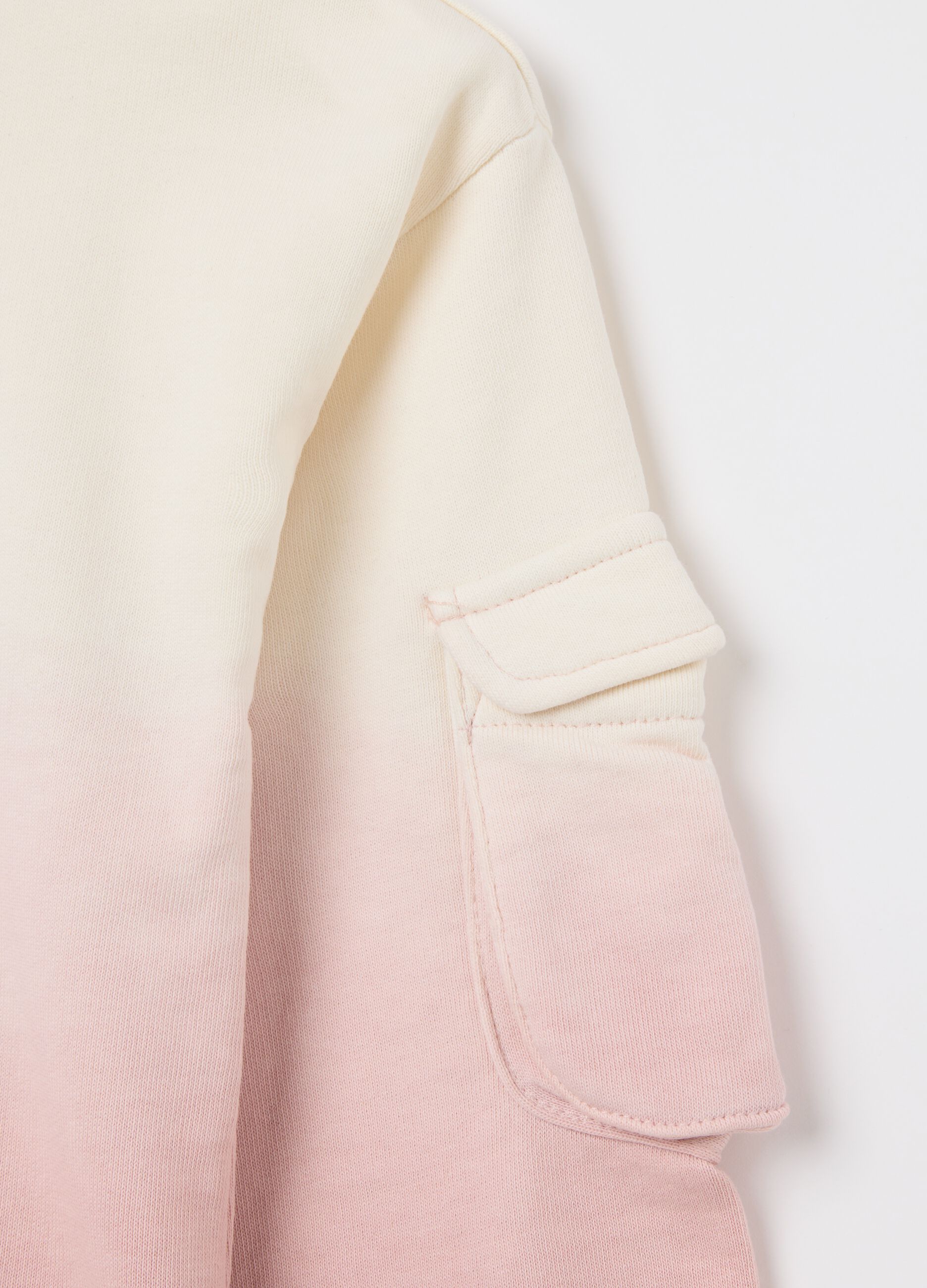White and pink dip-dye sweatshirt with glitter logo print