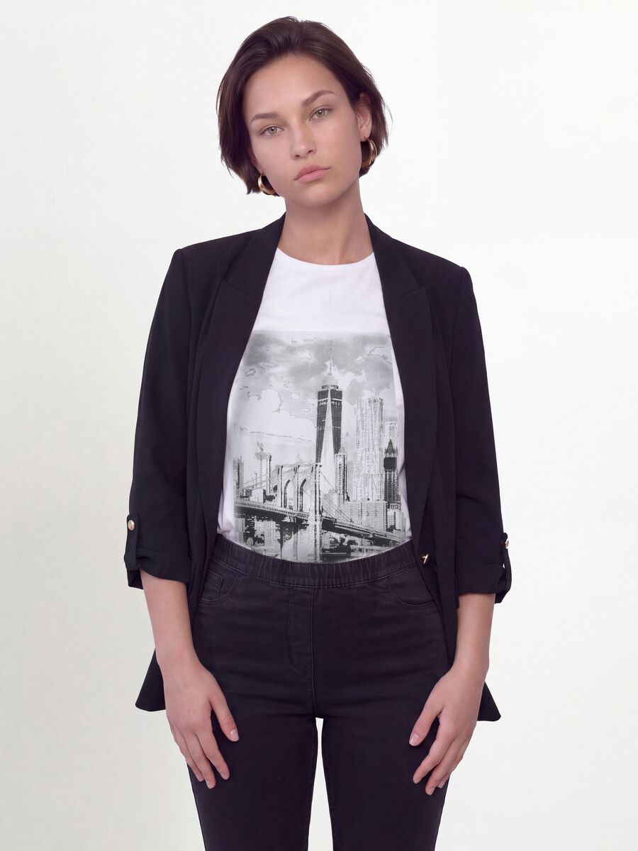 Blazer nero regular fit foderato con rever classico_1