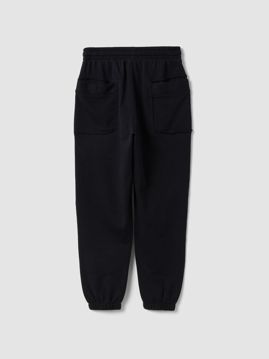 Pantaloni jogger neri in puro cotone con grafica "Way Up" per ragazzo_1