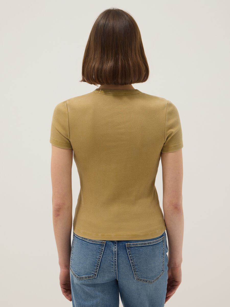 Fitted Yellow Stretch Cotton T-shirt_1
