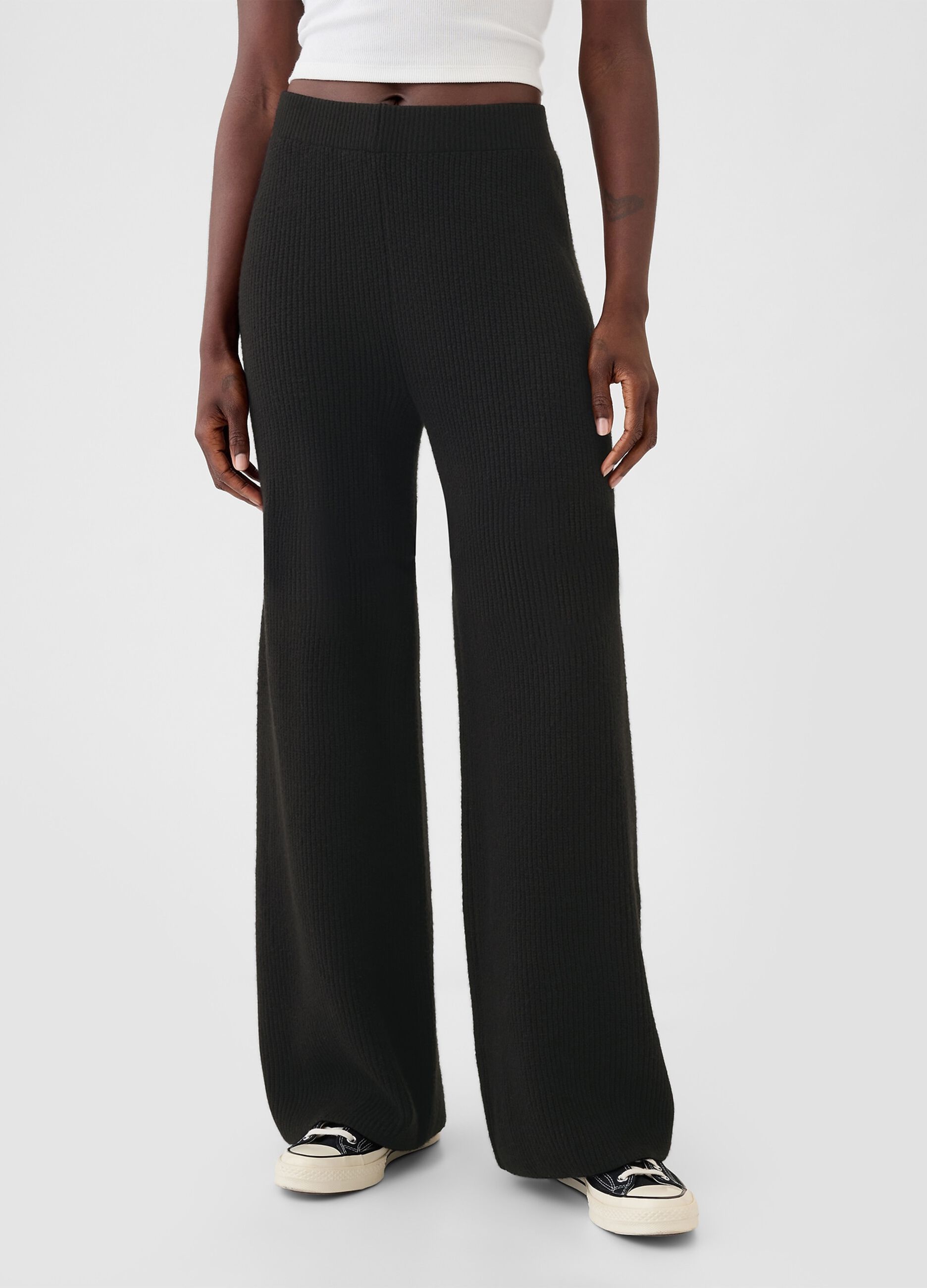 Ribbed wide-leg trousers