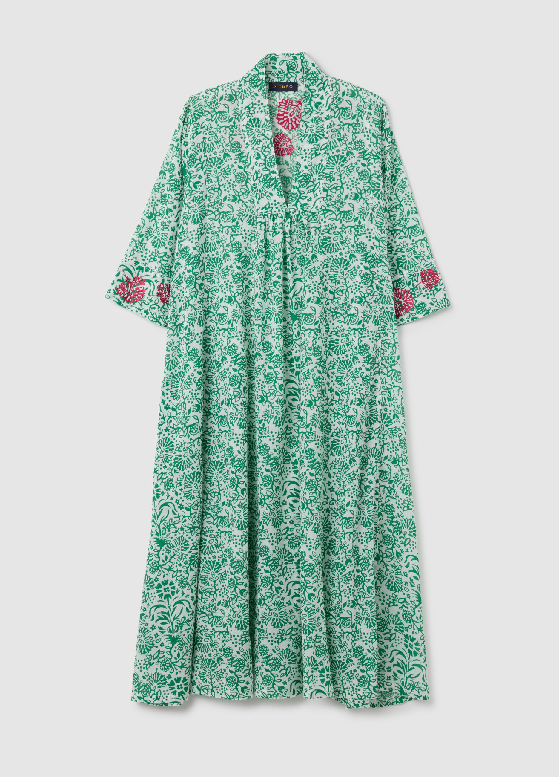 Abito lungo da donna in puro cotone multicolor