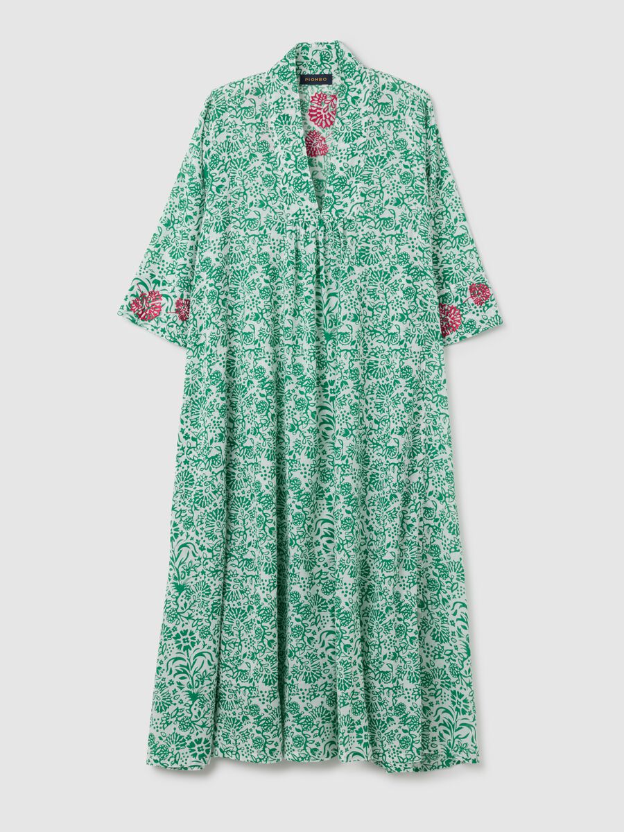 Abito lungo da donna in puro cotone multicolor_4