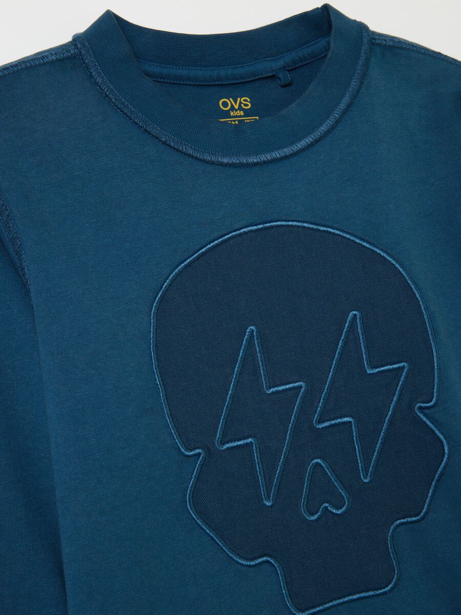 Children's blue long sleeve cotton T-shirt with oversize fit_3