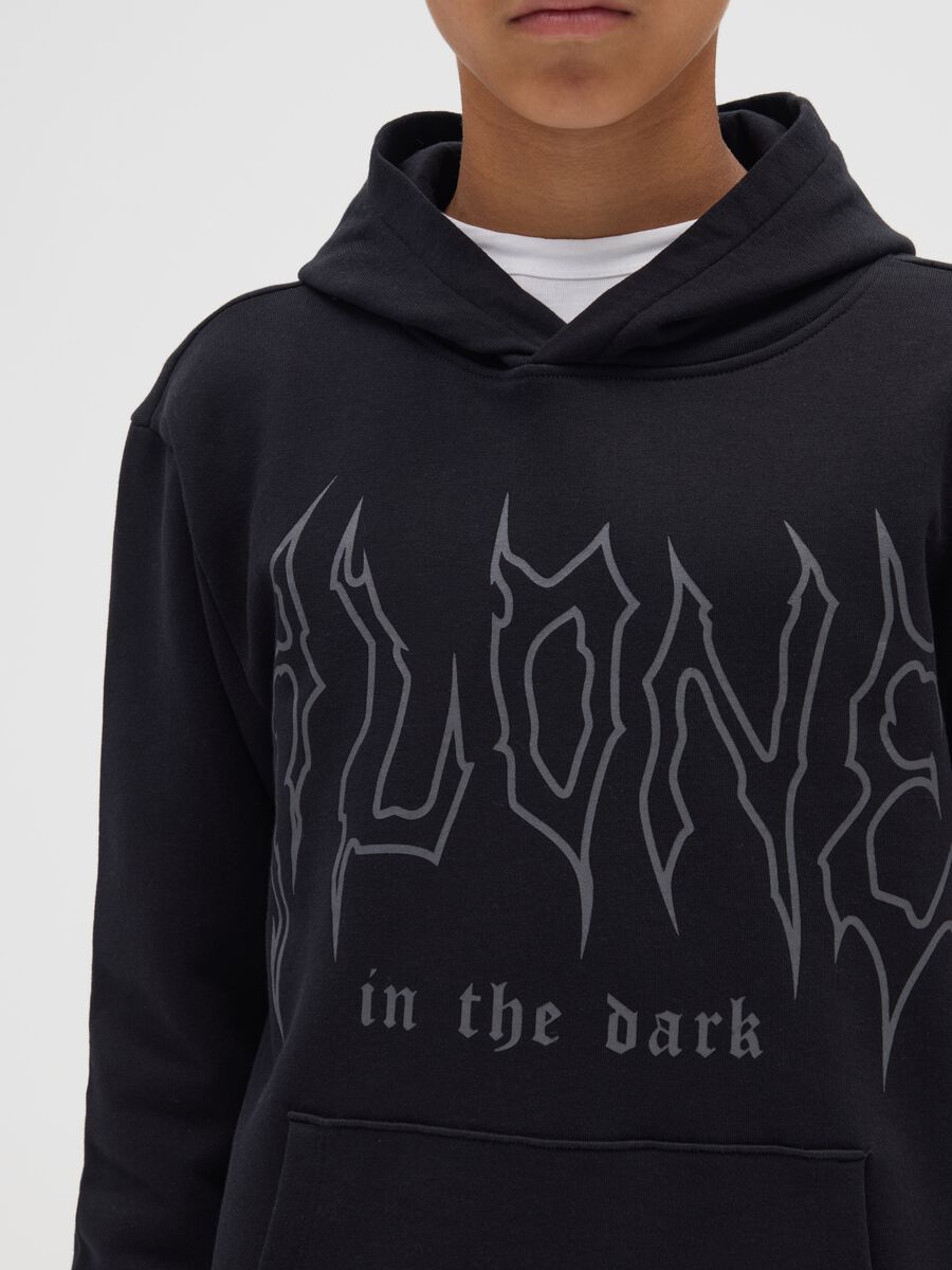 Felpa nera da ragazzo in puro cotone regular fit con scritta_2