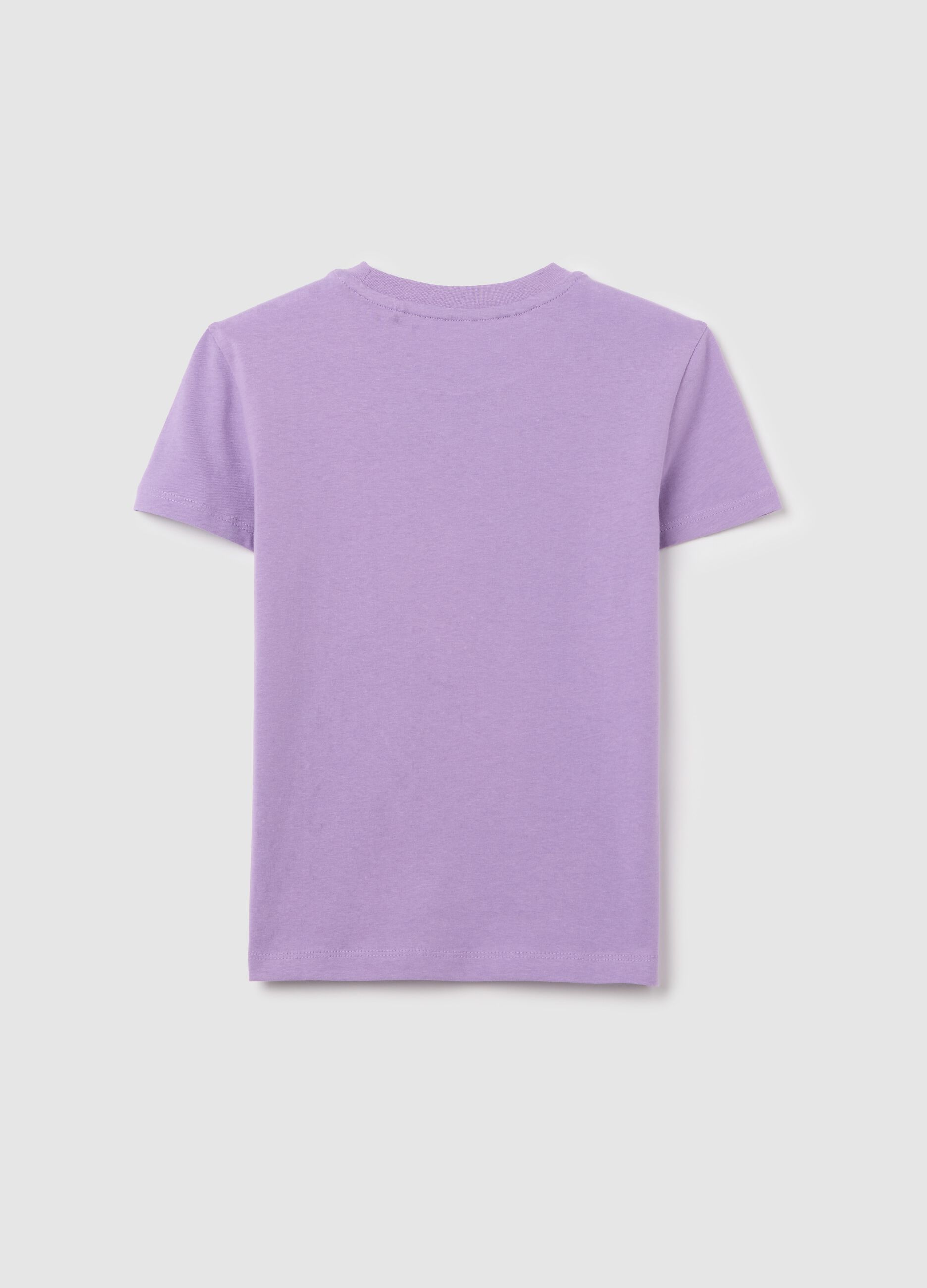 Girls’ purple regular-fit T-shirt in 100% cotton with round neck