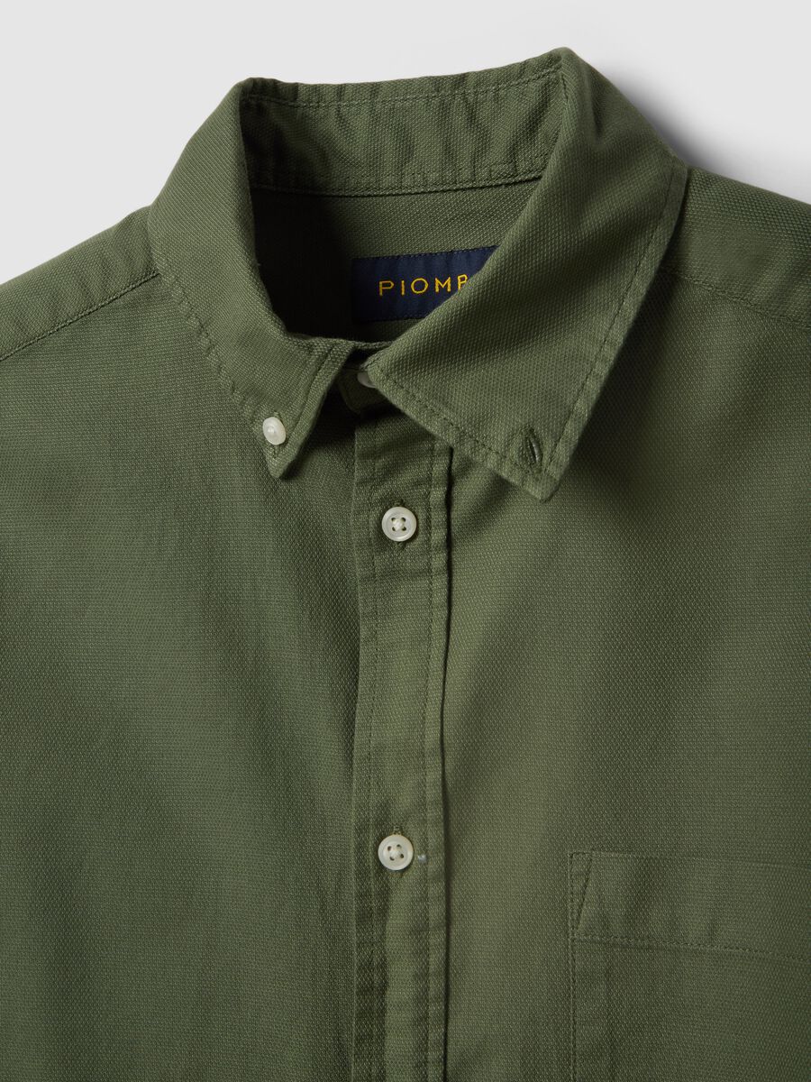 Camicia verde in puro cotone regular fit_1