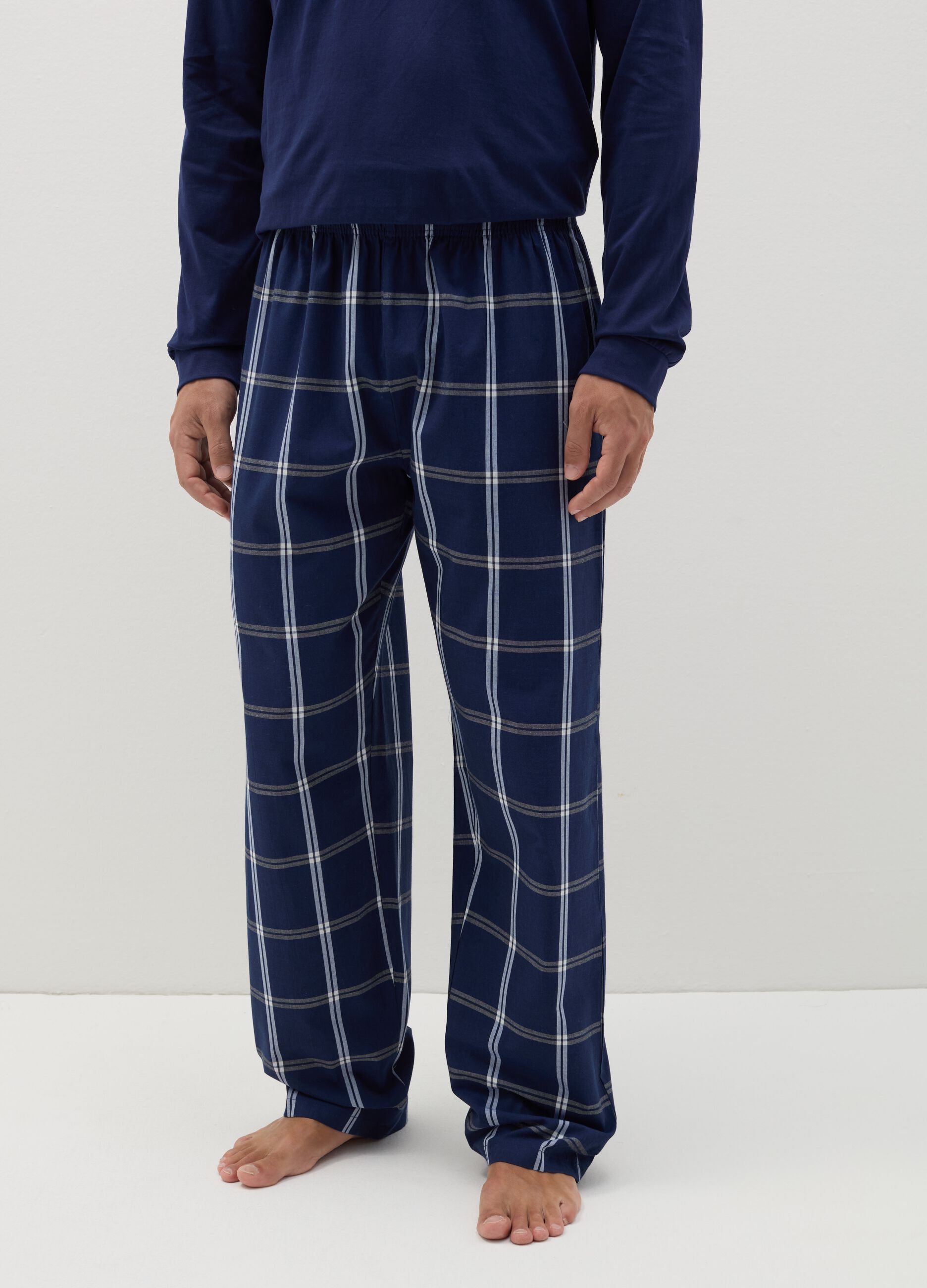Long pyjamas with granddad neckline