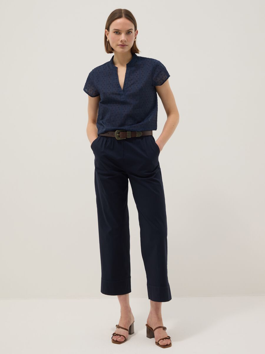 Straight Jogger Trousers in Stretch Cotton Blue_0