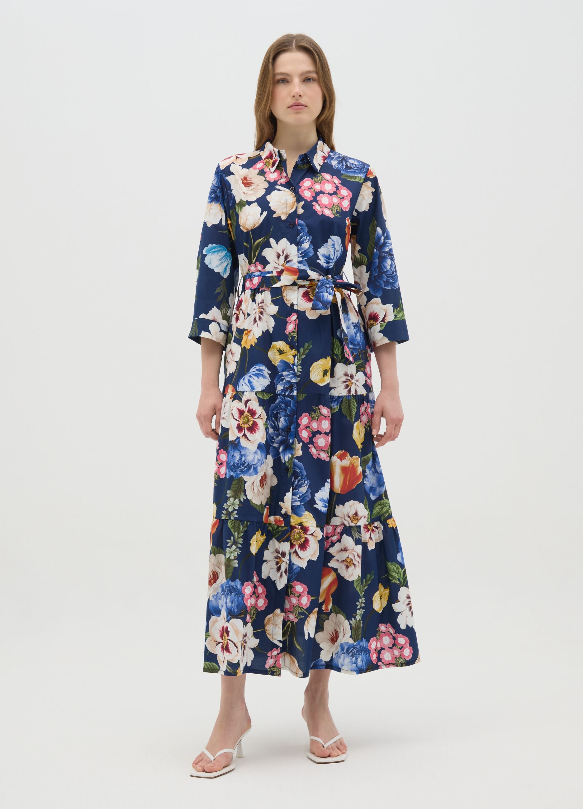 Women's Long Cotton Multicolour Regular Fit Dress